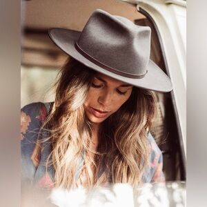 NEW Will + Bear Calloway Ash Wide Brim Wool Felt Fedora Hat - Unisex XLarge